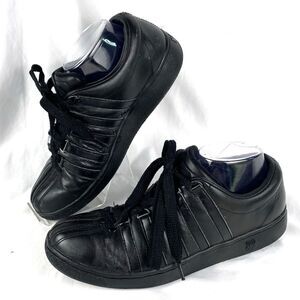K-Swiss Men's Size 8.5 Classic Low Top Leather Sneaker Regular Fit Black/Black